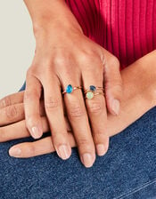 3-Pack Gem Stone Rings, Blue (BLUE), large