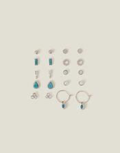 10-Pack Crystal Stud and Hoop Earrings, , large