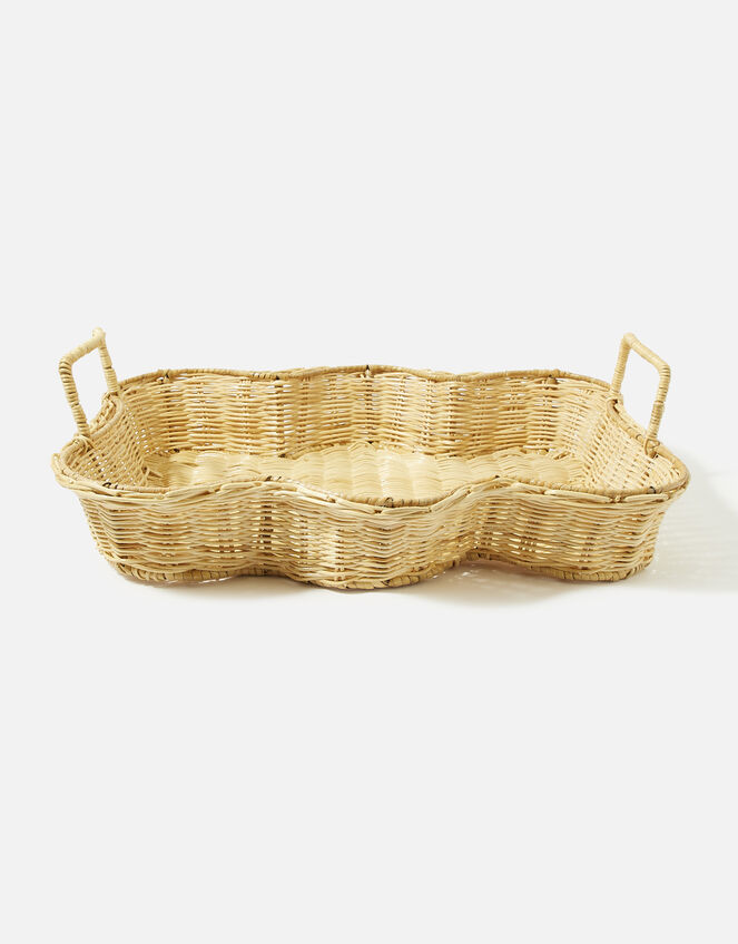 Hand Woven Wavy Wicker Tray, , large