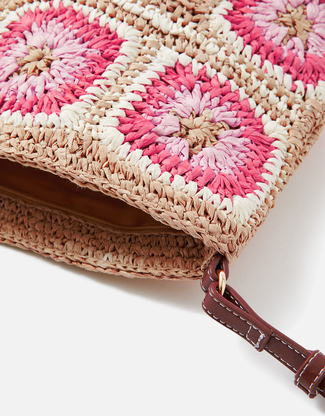 Crochet Raffia Cross-Body Bag, , large