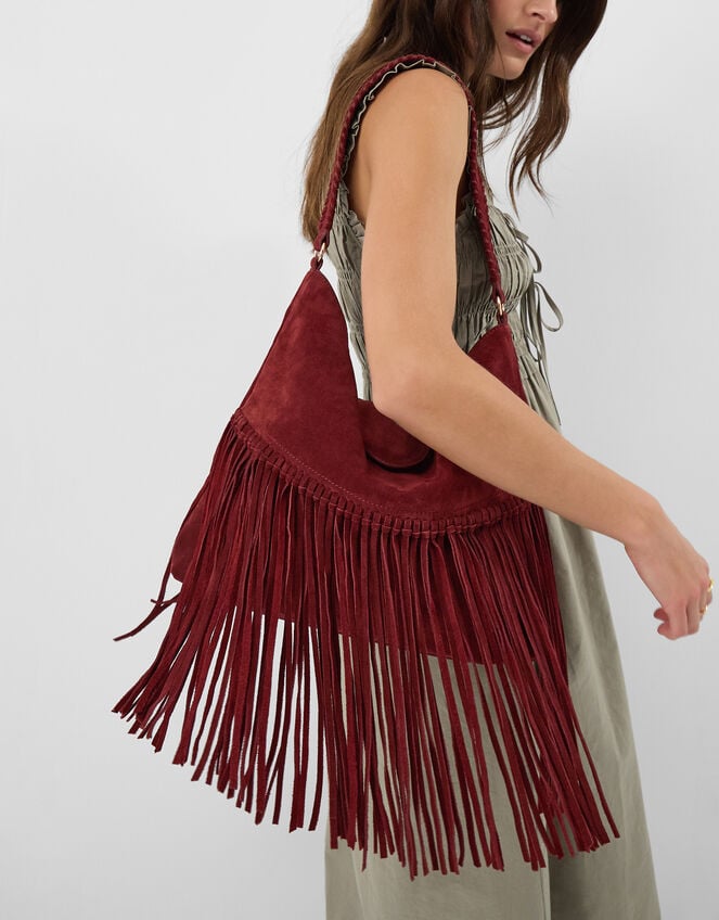 Fringe Suede Shoulder Bag, , large