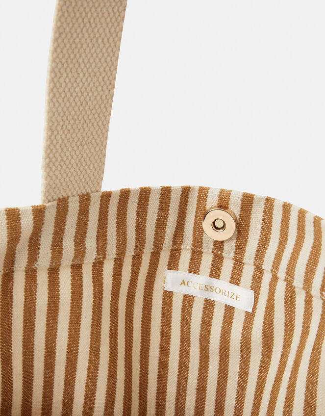 Stripe Palm Embroidered Shopper Bag, , large