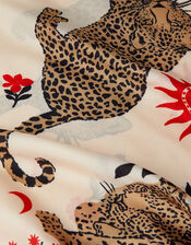 Leopard Print Square Satin Scarf, , large
