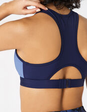 Colour-Block Sports Bra, Blue (NAVY), large