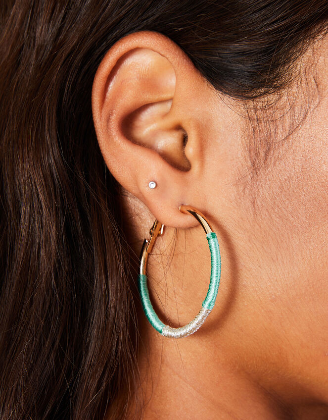 Wrapped Hoop Earrings, , large