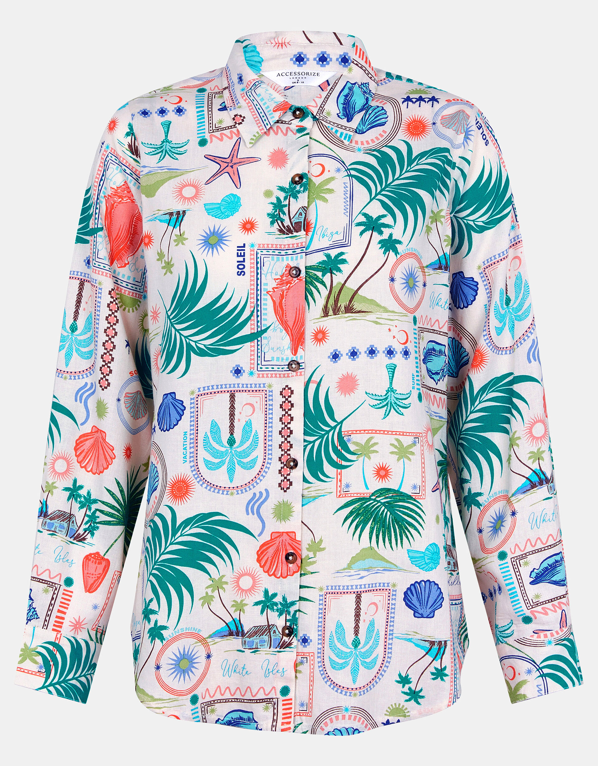 Postcard Print Shirt, Ivory (IVORY), large