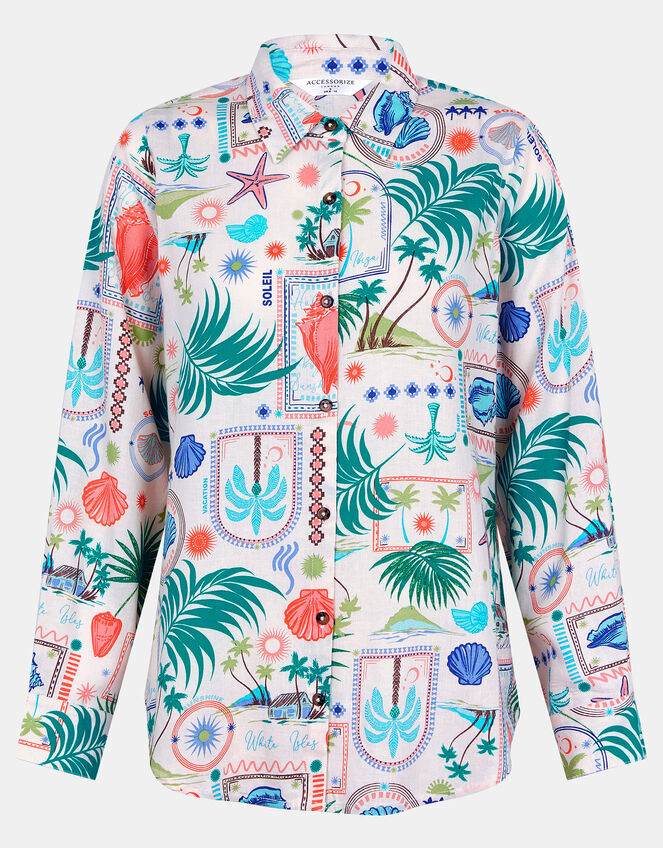 Postcard Print Shirt, Ivory (IVORY), large