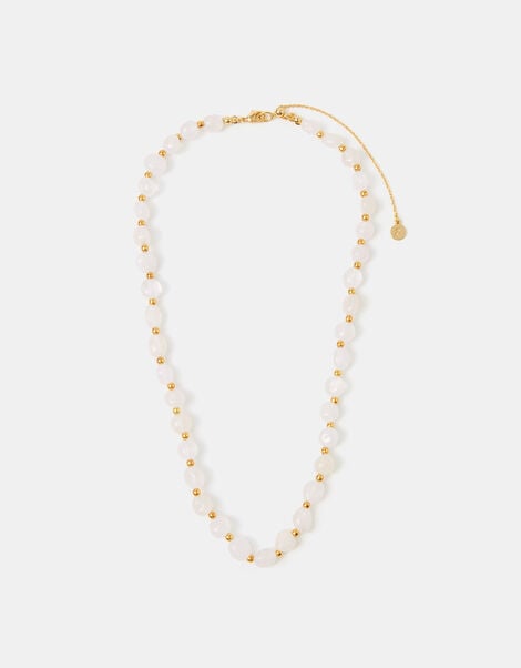 14ct Gold-Plated Cloudy Quartz Necklace, , large