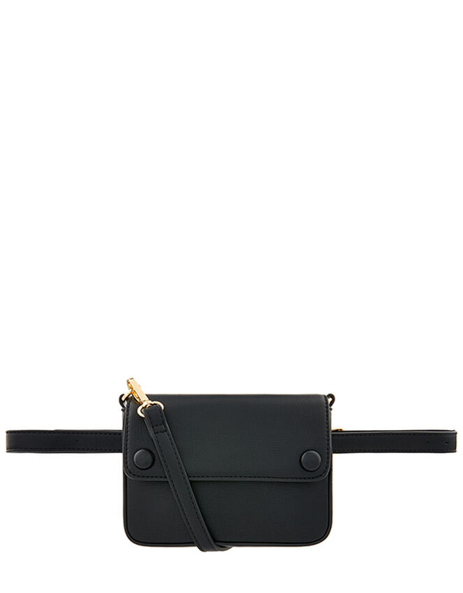Faux Leather Belt Bag, Black (BLACK), large