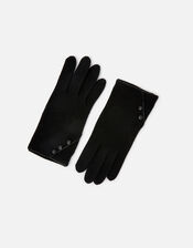 Button Detail Wool Gloves, Black (BLACK), large
