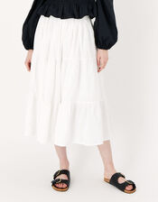 Embroidered Tiered Skirt, White (WHITE), large