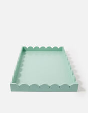 Large Wood Scallop Tray, Blue (BLUE), large