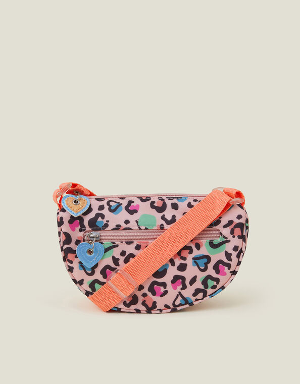 Girls Colourful Leopard Print Cross-Body Bag, , large