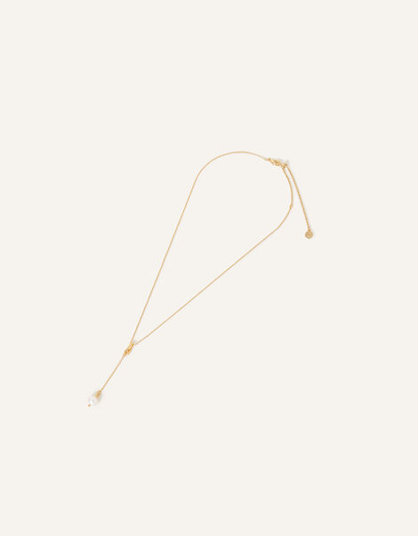 14ct Gold-Plated Pearl Y-Chain Necklace, , large
