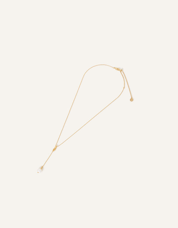 14ct Gold-Plated Pearl Y-Chain Necklace, , large