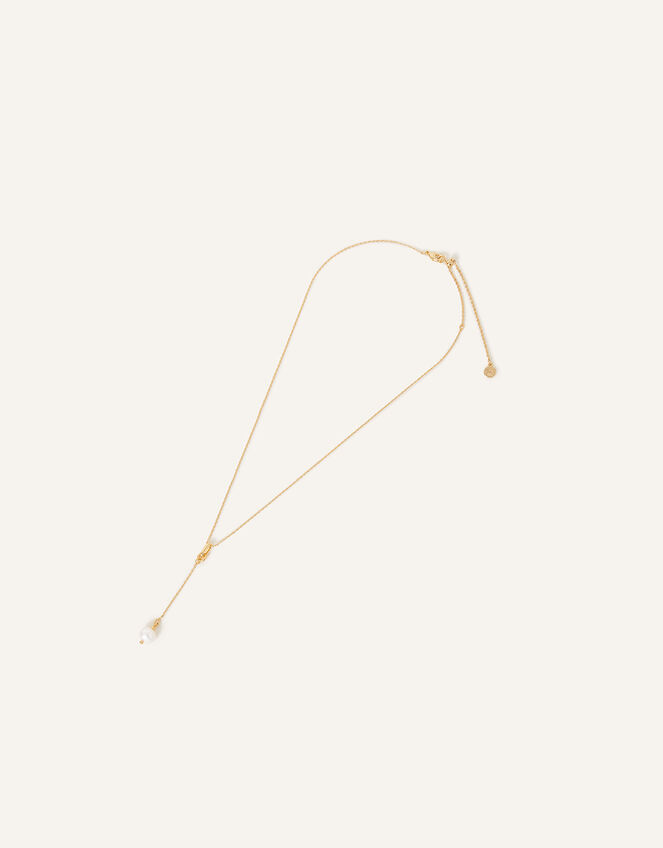 14ct Gold-Plated Pearl Y-Chain Necklace, , large