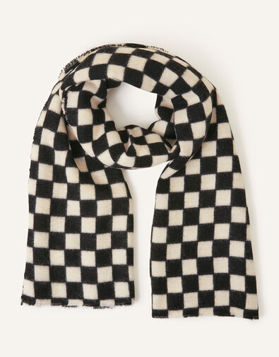 Monochrome Checkerboard Blanket Scarf, , large