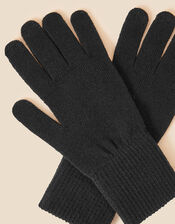 Long Cuff Touchscreen Gloves, Black (BLACK), large
