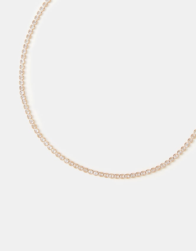 Cubic Zirconia Bezel Tennis Necklace, , large