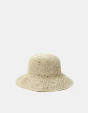 Spot Straw Bucket Hat Natural, , large