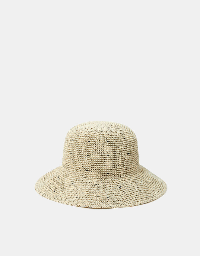 Spot Straw Bucket Hat Natural, , large