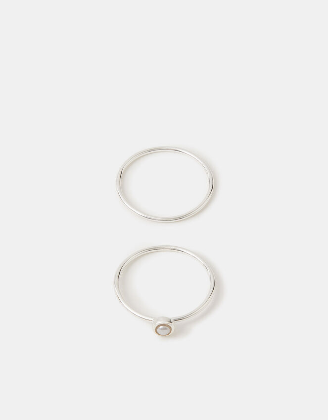 2-Pack Sterling Silver Rings, Silver (ST SILVER), large
