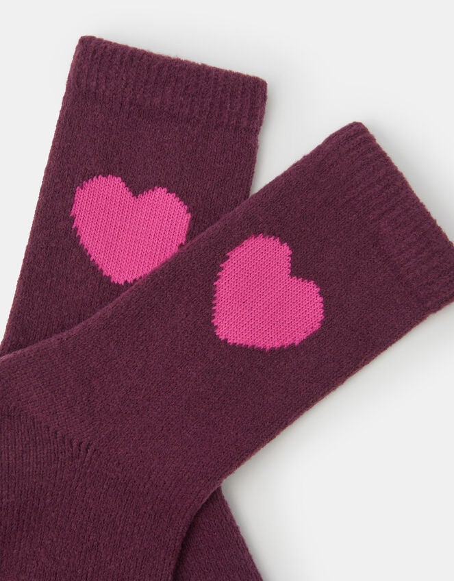 Heart Print Socks, Red (BURGUNDY), large
