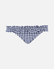 Gingham Ruffle Bikini Brief, Blue (NAVY), large