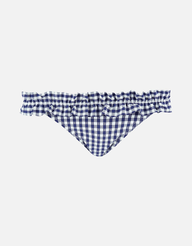 Gingham Ruffle Bikini Brief, Blue (NAVY), large