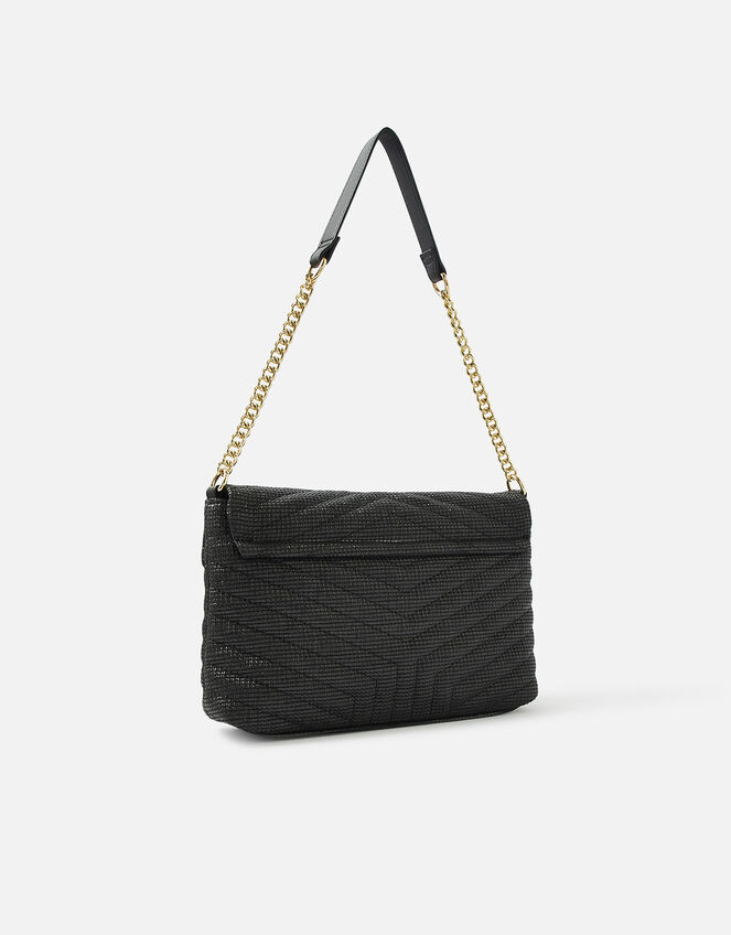 Chevron Twist-Lock Shoulder Bag, Black (BLACK), large