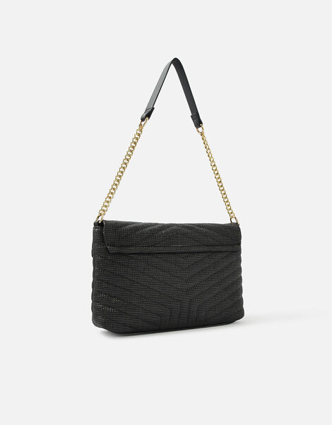 Chevron Twist-Lock Shoulder Bag Black, Black (BLACK), large