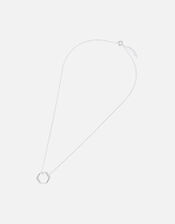 Sterling Silver Hexagon Pendant Necklace, , large