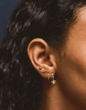 4-Pack 14ct Gold-Plated Dragonfly Stud & Hoop Earrings, , large