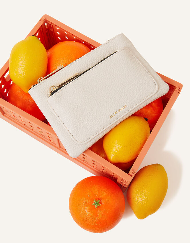 Double Zip Coin Purse, Cream (CREAM), large