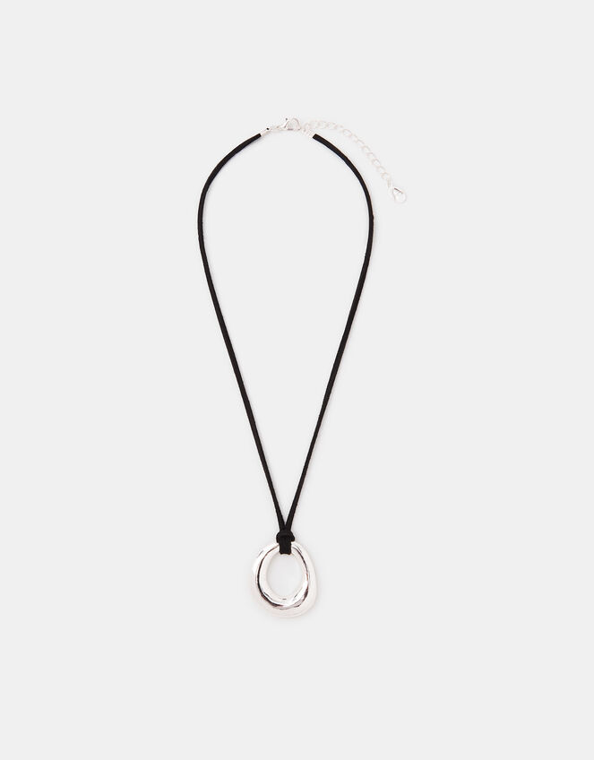 Organic Pendant Cord Necklace, Silver (SILVER), large