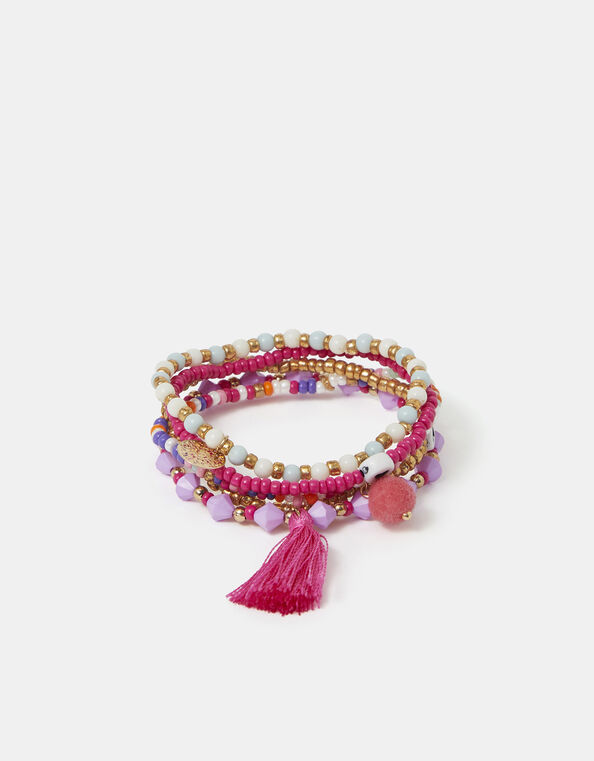 5-Pack Beaded Charm Bracelets, , large