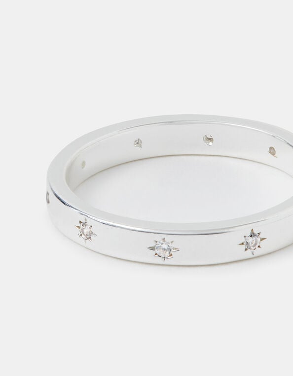 Sterling Silver-Plated Star Ring, Silver (ST SILVER), large