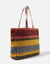 Rust Stripe Woven Tote Bag, , large