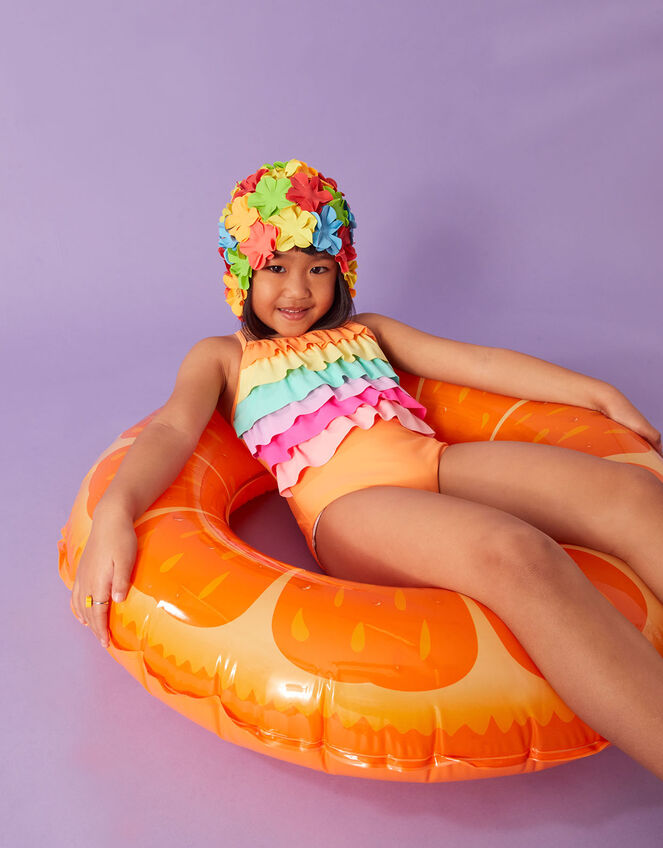 Girls Ruffle Swimsuit, Multi (BRIGHTS-MULTI), large