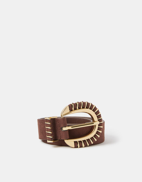 Suedette Belt , Brown (CHOCOLATE), large
