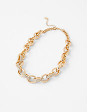 Pave Chunky Chain Collar Necklace, , large