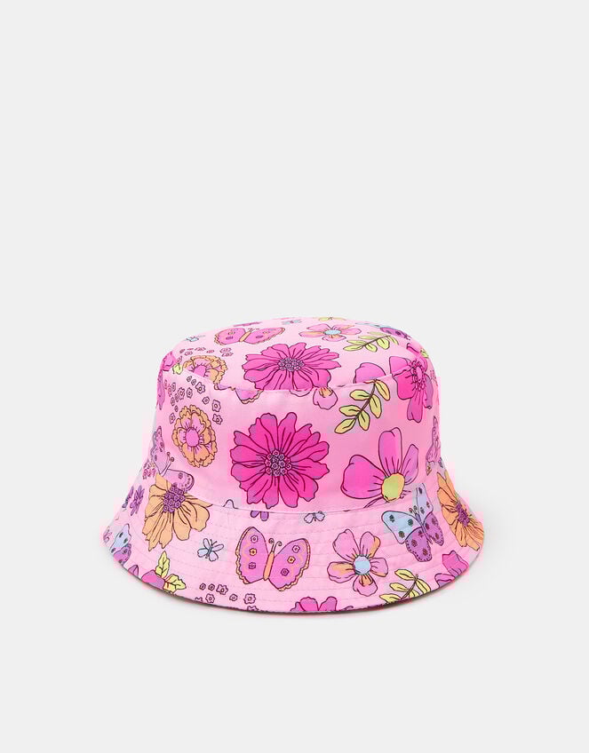 Girls Floral Print Bucket Hat, Multi (PASTEL MULTI), large