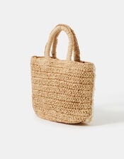 Mother of Pearl Raffia Handheld Bag, , large