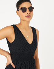 Broderie Maxi Dress, Black (BLACK), large