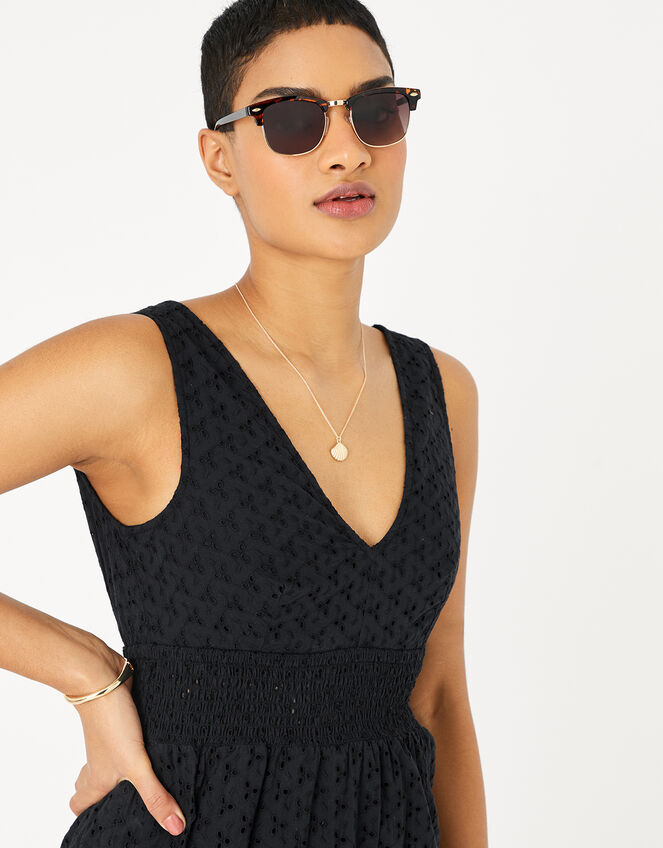Broderie Maxi Dress, Black (BLACK), large