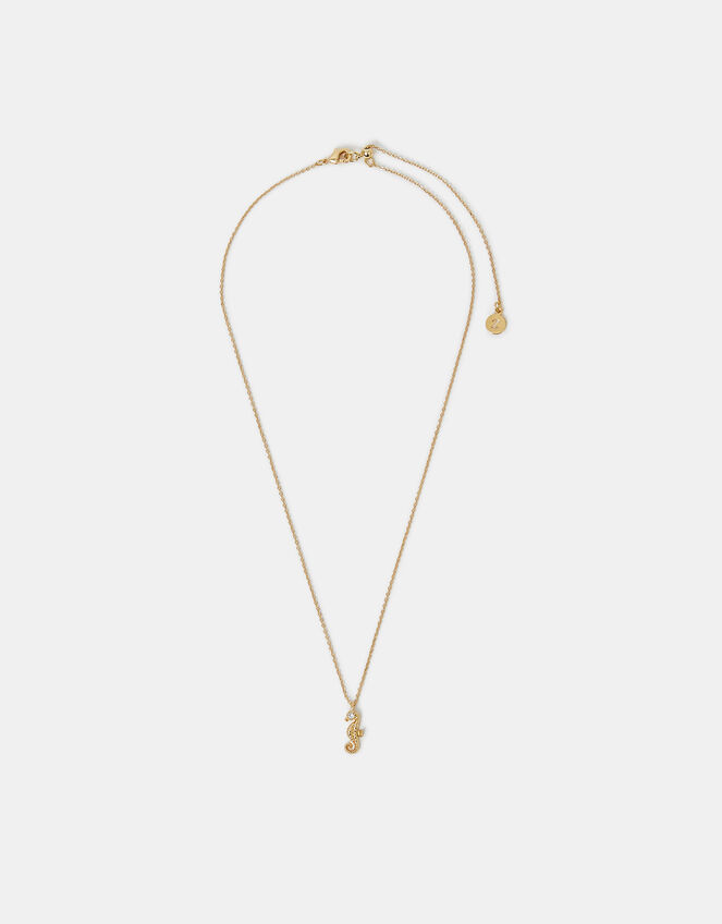14ct Gold-Plated Seahorse Pendant Necklace, , large