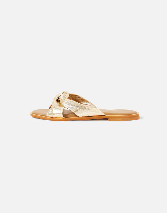 Leather Knotted Sliders Gold | Sandals & Flip Flops | Accessorize UK