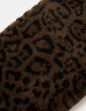 Faux Fur Leopard Print Stole Scarf, , large