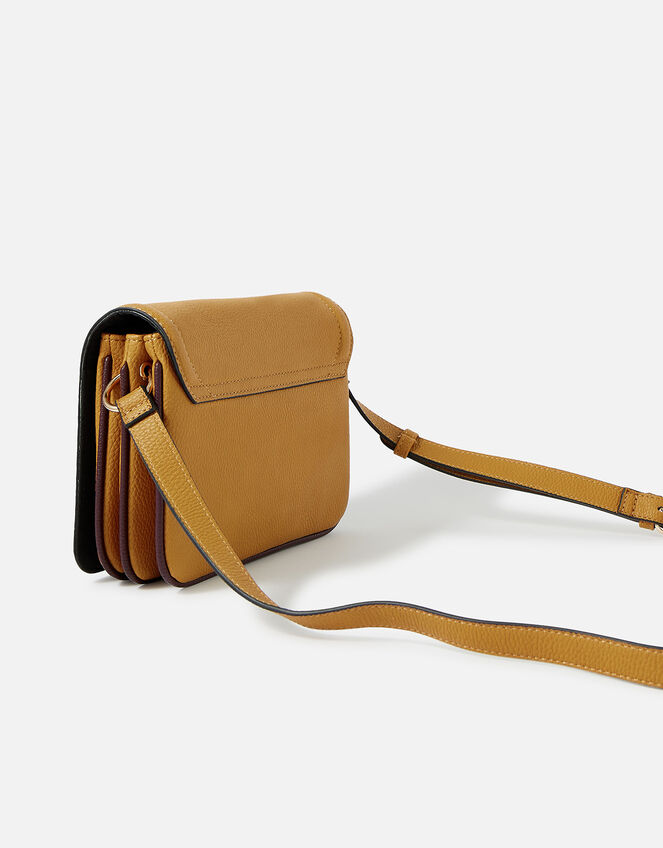 Triple Compartment Cross-Body Bag, Yellow (OCHRE), large