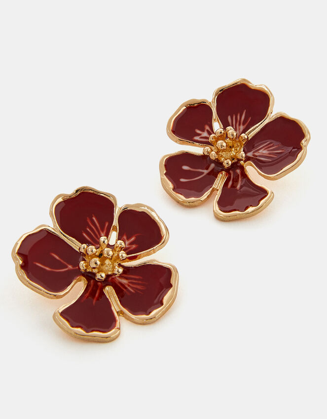 Statement Flower Stud Earrings, , large